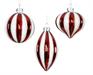 PALLINA VETRO BIANCA ROSSA A STRISCE GLITTER ARGENTO 8 CM 1 PZ