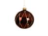 PALLINA DI NATALE VETRO BORDEAUX GLITTER ORO 8 CM