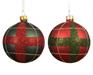 PALLINA DI NATALE IN VETRO A QUADRI GLITTER ROSSA VERDE 8CM 1PZ