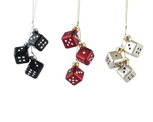 PENDENTI NATALIZI DADI ROSSI/BIANCHI/NERI 3PZ ASSORTITO