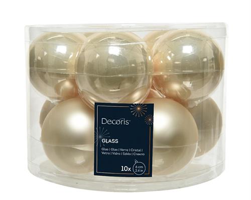 PALLINE DI NATALE VETRO PERLA LUCIDE/OPACHE 6 CM 10 PZ