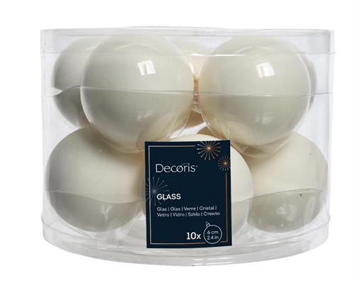 PALLINE DI NATALE IN VETRO BIANCO LANA LUCIDE OPACHE 6 CM 10 PZ