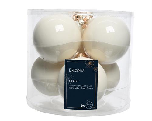 PALLINE DI NATALE IN VETRO BIANCO LANA LUCIDE OPACHE 8 CM 6 PZ