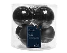 PALLINE DI NATALE IN VETRO NERE LUCIDE OPACHE 8CM 6PZ
