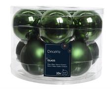 PALLINE DI NATALE IN VETRO VERDE PINO LUCIDE OPACHE 6CM 10PZ