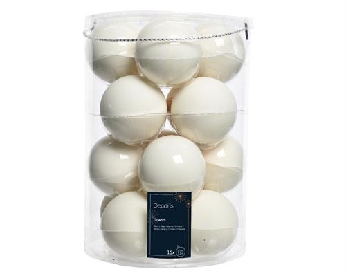 PALLINE DI NATALE  VETRO BIANCO LANA LUCIDE OPACHE 16PZ 8CM