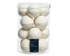 PALLINE DI NATALE  VETRO BIANCO LANA LUCIDE OPACHE 16PZ 8CM