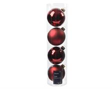 PALLINE DI NATALE IN VETRO BORDEAUX LUCIDO OPACO 10 CM 4PZ