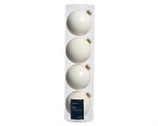 PALLINE DI NATALE IN VETRO BIANCO LANA LUCIDO OPACO 10CM 4PZ