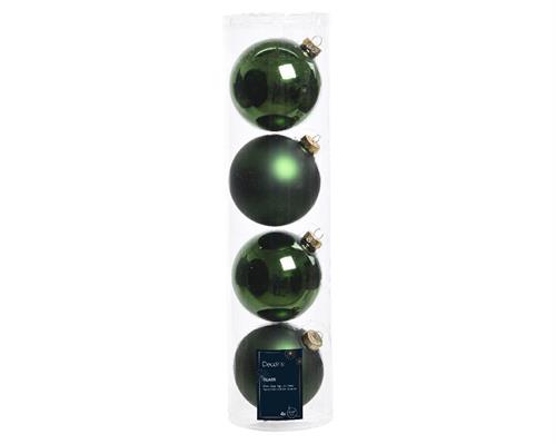 PALLINE DI NATALE IN VETRO VERDE PINO LUCIDO OPACO 10CM 4PZ