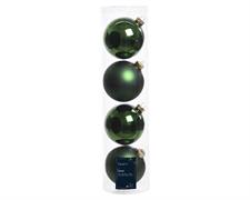 PALLINE DI NATALE IN VETRO VERDE PINO LUCIDO OPACO 10CM 4PZ