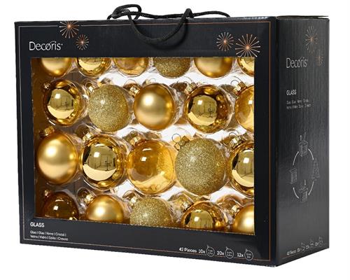 PALLINE DI NATALE ORO CHIARO ASSORTITE 42 PZ 7 CM