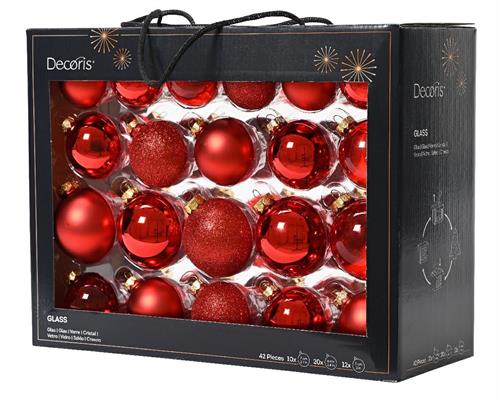 PALLINE DI NATALE ROSSE ASSORTITE 42 PZ 7 CM