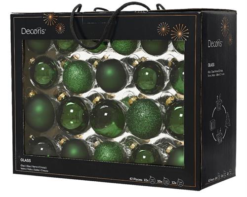 PALLINE DI NATALE VERDE PINO ASSORTITE 42 PZ 7 CM