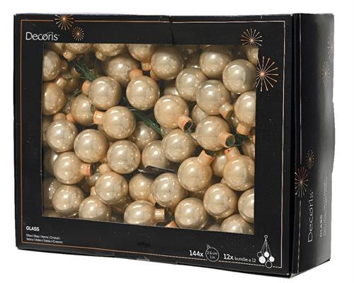 PALLINE DI NATALE A GRAPPOLO PERLA LUCIDO 2,5 CM 12 PZ