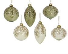 PALLINA PER ALBERO VETRO TRASPARENTE DECORO GLITTER ORO 1PZ ASS.