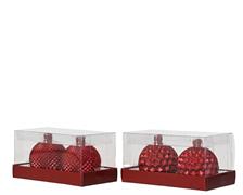 CANDELA A FORMA DI PALLINA DI NATALE ROSSO GLITTER 2 PZ 6,5 CM