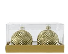 CANDELA A FORMA DI PALLINA DI NATALE ORO GLITTER 2 PZ 6,5 CM