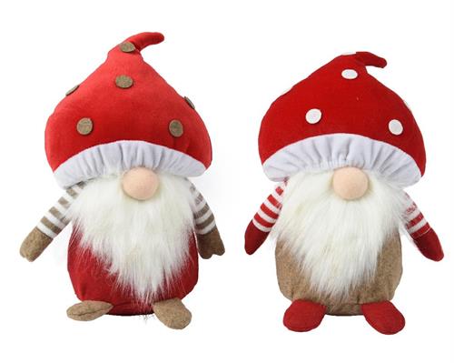 GNOMO NATALIZIO ROSSO/BIANCO CON CAPPELLO A FORMA DI FUNGO H.26C