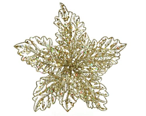 STELLA DI NATALE ORO GLITTER CON CLIPS 23,5X10 CM
