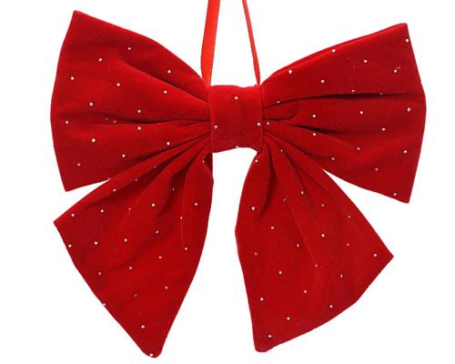 FIOCCO IN POLIESTERE ROSSO CON STASS ARGENTO 19X20X2 CM