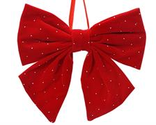 FIOCCO IN POLIESTERE ROSSO CON STASS ARGENTO 11X11X2 CM