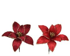STELLA DI NATALE CON CLIP IN VELLUTO ROSSO/ BORDEAUX 13XH.5 CM A