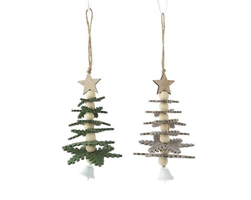 PENDENTE ALBERO IN LEGNO CON RAMI A FORMA DI FIOCCO DI NEVE H.17