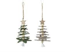 PENDENTE ALBERO IN LEGNO CON RAMI A FORMA DI FIOCCO DI NEVE H.17