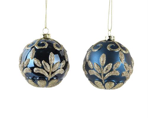 PALLINA IN PP BLU LUCIDO / OPACO CON DECORI ORO 8 CM 1 PZ ASS.