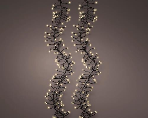 LUCI DI NATALE CLUSTER 2040 LED ORO CHIARO 19 MT CAVO NERO 8 GIO