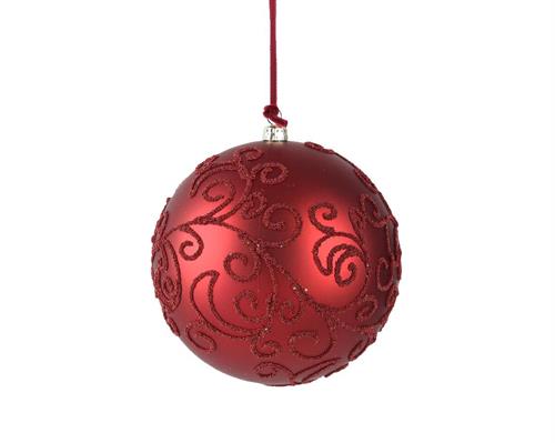 PALLINA DI NATALE ROSSO SCURO DECORATA 12 CM