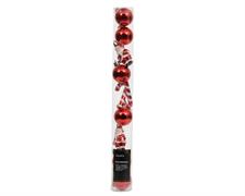 SET PALLINE PENDENTI BABBO NATALE CANDY CANE ROSSI 4 CM 10 PZ