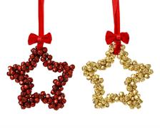 PENDENTE NATALIZIO STELLA DI CAMPANELLINI ORO/ROSSA 10 CM  1PZ A