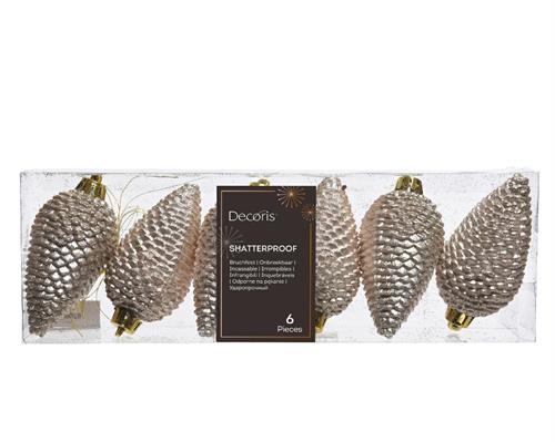PENDENTI PER ALBERO DI NATALE PIGNE PERLA GLITTER BOX DA 6 PZ 8