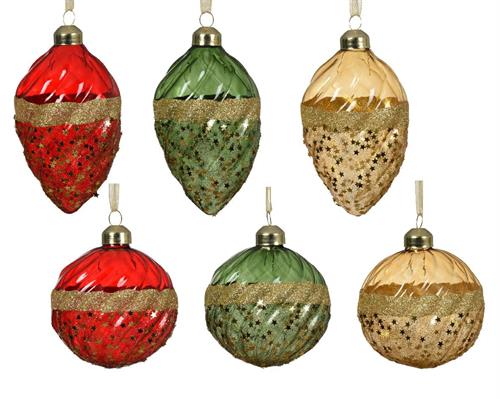 PALLINA IN VETRO TRASPARENTE GLITTER ORO 8 CM 1 PZ ASSORTITO