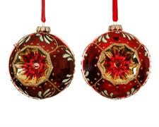 PALLINA IN VETRO ROSSA GLITTER ORO 10 CM 1 PZ ASSORTITO