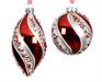 PALLINA IN VETRO BIANCA ROSSA A STRISCE CON PERLINE 8 CM 1 PZ AS