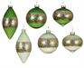 PALLINA VETRO TRASPARENTE VERDE CON PAILLETTES ARGENTO 8CM 1PZ A