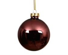 PALLINA DI NATALE IN VETRO BORDEAUX LUCIDO 8 CM