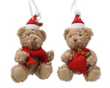 PENDENTE PELUCHE ORSETTO NATALIZIO H.14X6X7 CM ASSORTITO