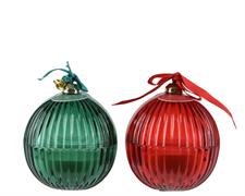 CANDELA PROFUMATA IN PALLINA DI VETRO CON FIOCCO 8 CM ASSORTITA