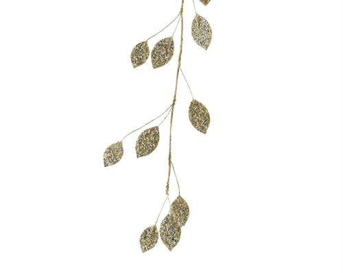 GHIRLANDA DI FOGLIE IN VELLUTO ORO GLITTER 105 CM