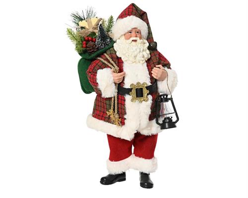 BABBO NATALE IN PLASTICA CON LANTERNA E SACCO H. 38 CM