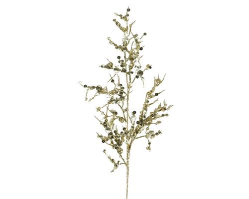 RAMO CON FIORI E BACCHE ORO H.69 CM