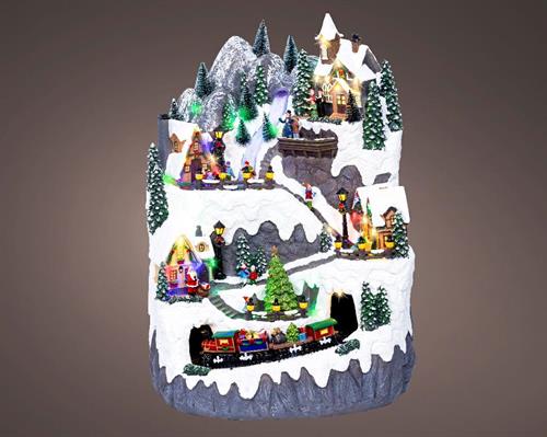 VILLAGGIO DI NATALE SU MONTAGNA CON LUCI MOVIMENTO E MUSICA H.56