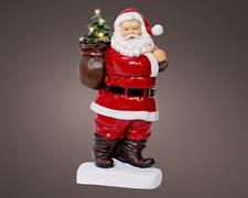 BABBO NATALE IN POLIRESINA CON SACCO E ALBERO CON LUCI LED H.30C