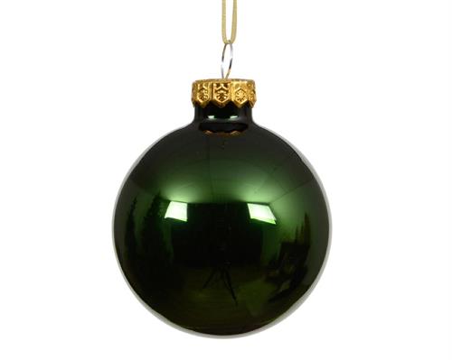 PALLINA DI NATALE IN VETRO LUCIDO VERDE PINO 10 CM