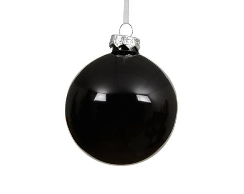 PALLINA DI NATALE IN VETRO NERO LUCIDO 15 CM