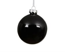 PALLINA DI NATALE IN VETRO NERO LUCIDO 15 CM